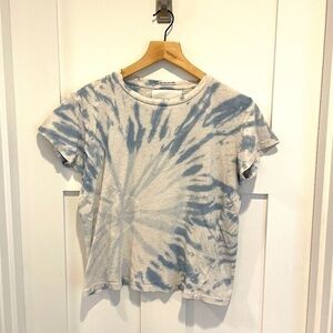 Mother Denim Tie Dye Blue and White Tee Shirt Size S